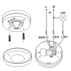 360 Degree Ceiling Occupancy PIR Motion Switch with 3 detectors,10-40ft High …