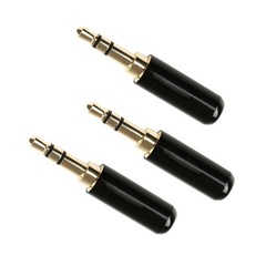 3Pcs 3.5mm Copper Male Stereo Mini Jack Plug Audio Soldering Connector H