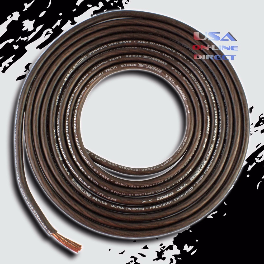 8 Gauge 25ft. OFC Copper AWG BLACK Power Ground Wire Car Audio Amplifier Cable