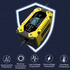 12V 6A Smart Car Battery Charger Pulse Repair for AGM LiFePO4 Motorcycle SUV