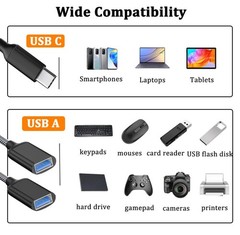 USB C Male to Dual USB Female Adapter, USB C Splitter, Type C OTG Adapter, Dual