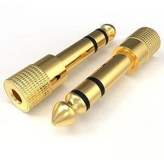 Gold 65mm Male To 35mm Female Stereo Headphone Audio Adapter Jack Connector