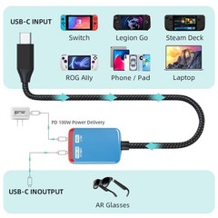AR Glasses Hub, USB Adapter, 8K 60Hz Charge and Play Adapter, PD 100W Fast Ch…