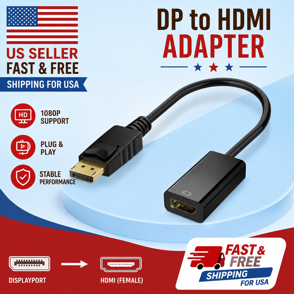 Display Port to HDMI Male Female Adapter Converter Cable Display Port DP to HDMI