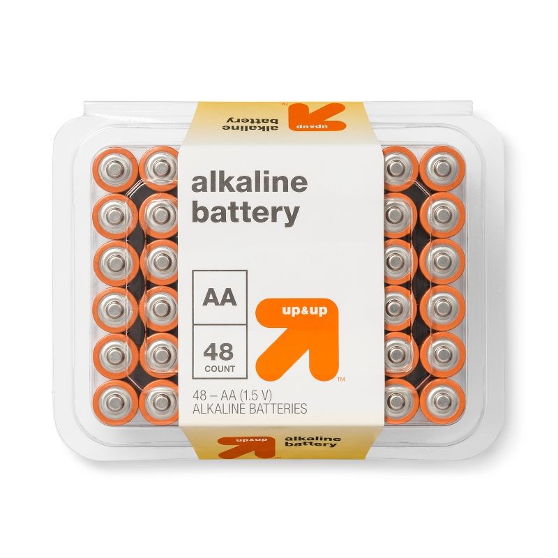 AA Batteries – 48pk Alkaline Battery : Household 1.5V, Single-Use Pack