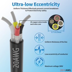 20 Gauge 4 Conductor Shielded Wire 100FT, UL2464 20 AWG 4 Core Cable Tinned