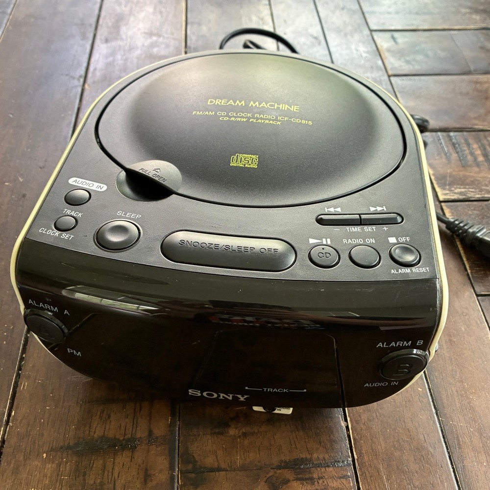 Sony Dream Machine ICF-CD815 CD Clock Radio Black Cream Retro Y2K Tech Audio