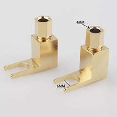 4x Gold Plated Copper Spade Fork Banana Plug Adapter Kits For HIFI Audio Cable