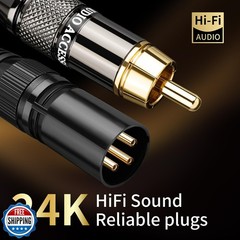 YYTCG Audiophile 6.56ft HiFi Audio Cable–RCA Male to XLR Male,2Pack,4N OFC Co