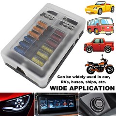 12-Way Blade Box Fuse Block Marine FuseBox Auto Holder 12V Bus Bar 32V Car Kit