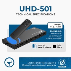 OREI 4K@60Hz 5-port HDMI™ Switch (UHD-501)