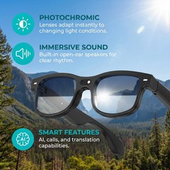AI Smart Glasses with Camera Bluetooth Open-Ear Audio Video Recording Sunglasses