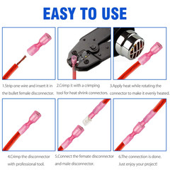 220x Waterproof Heat Shrink Spade Wire Connectors Electrical Crimp Terminals Kit