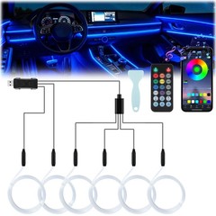 LivTee Smart Car LED Interior Lights 6 in 1- Remote Control, Color-changing
