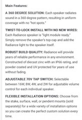 Episode ES-RAD-SPK3-WHT 🎶 Outdoor Radiance Speaker 🎶 Weatherproof White