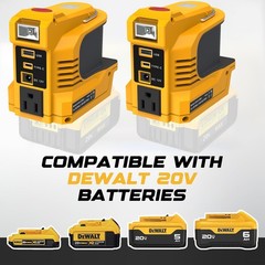 220W Power Inverter Compatible with DeWalt 20V Max Battery DC 20V to 110V AC LED