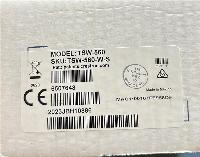 Crestron TSW-560-W-S 5 in. Touch Screen, White Smooth 6507648