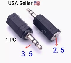 1 PC New 3.5mm Male to 2.5mm Female Stereo Audio Socket Headphone Headset Jack