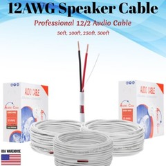 In Wall Audio Speaker Wire 12/2 12AWG 2 Conductor Cable 50 100ft 250ft 500ft Lot