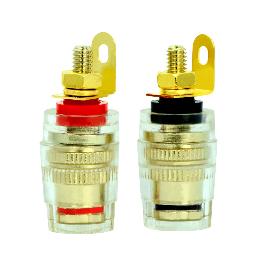 2 Pairs Gold Plated Audio Speaker 5mm Cable Binding Post Short Thread Terminals