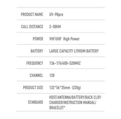 UV-98 PRO Dual Band Two Way Radio IP68 Waterproof 10W Handheld Walkie Talkie