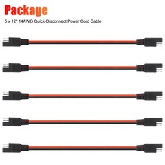 5PCS 14 Gauge 12″ Power Connectors Cable 2 Pin Quick Disconnect Polarized Wire