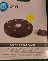 Brand New onn ONA17AV003 3-device HDMI Switch, Resolutions Up to 1080P