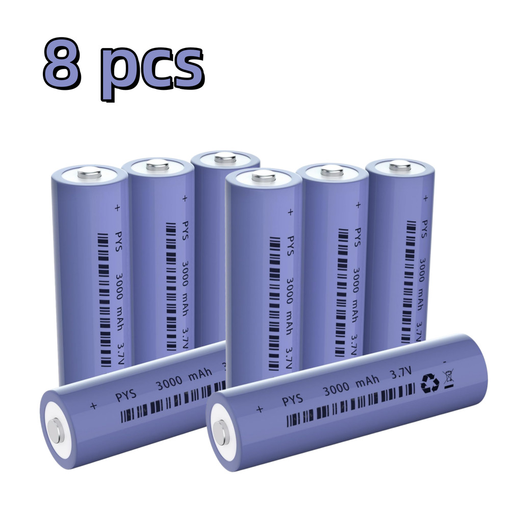 8 Pack 3.7V 3000mAh NiMH Button Top Batteries – Rechargeable for Flashlights -US