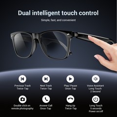 2in1 Photochromic Smart Glasses Sunglasses Bluetooth 6.0 Speaker Calling Music