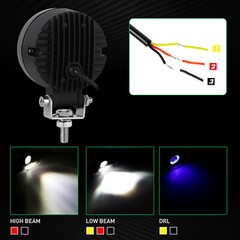 2X 3inch Round LED Work Light Bar Spot Pods Driving Fog Halo Offroad ATV UTV 4WD