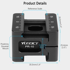 Yueoct Metal Picatinny to 35.5×35.5×25.4mm / 1.4×1.4×1.0in, Black