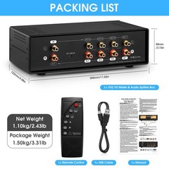 Douk Audio VU2 Dual Analog VU Meter Display 4-way RCA Audio Selector Splitter