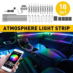 18in1 Car Atmosphere Interior LED Acrylic Guide Fiber Optic Ambient Lights Decor