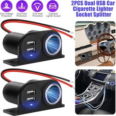 1PCS Dual USB Outlet Cigarette Lighter Socket Splitter with Blade Fuse, 12V 4.2A
