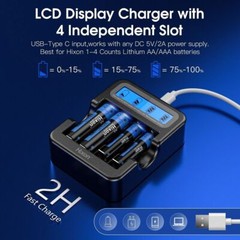 Hixon 1.5V AA AAA Battery, Rechargeable Lithium AA AAA Batteries LCD Charger Lot