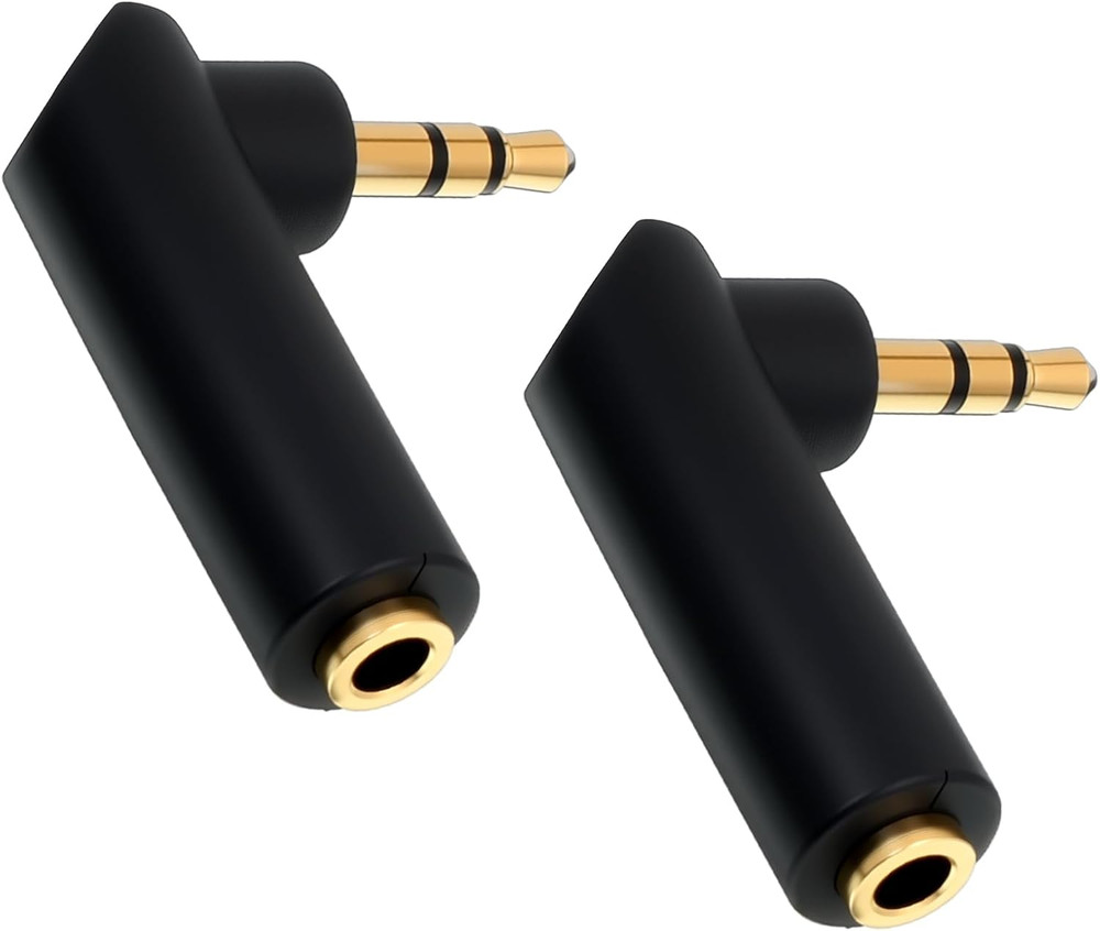 3.5Mm Angle Male to Female Audio Adapter, 2 Pcs 90 Degree 1/8 Inch TRS Male