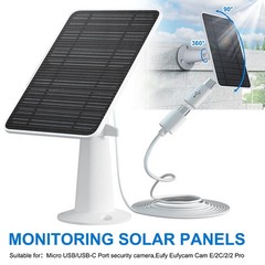 10W Solar Panel Charger for Security Camera Waterproof & Adjustable Wall Mount