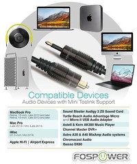 FosPower 3 6 10 FT Toslink to Mini SPDIF Fiber Optic Digital Optical Audio Cable