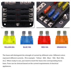 Car Power Distribution 12-24V Blade Fuse Holder Box Block Panel Board 6 WAY
