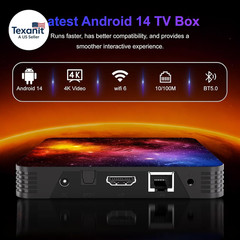 Android 14.0 TV Box 4GB RAM 64GB ROM, Support 4K Dual-Wifi 2.4G/5G Quad-Core Sma