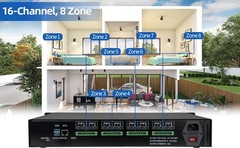 HOLOWHAS 8 Zone 8 Stream Multi-Room Amplifier (60Wx16) | Whole Home Audio