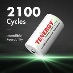 Tenergy Centura Lite D Size NiMH Rechargeable Batteries 1.2V Lot