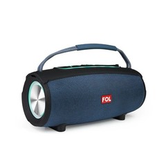 FOL Portable Bluetooth Boombox Speaker, 20W, RGB, 12Hr, USB, AUX, Blue/Black