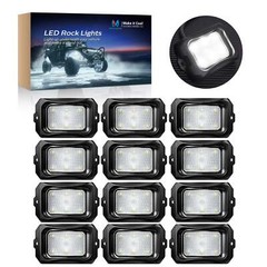 MICTUNING C2 Curved 12 Pods Pure White LED Rock Lights Truck Underglow Neon Kits