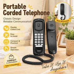 Mini Corded Landline Phone Desktop Wall Mount Telephone for Hotel Office Home US