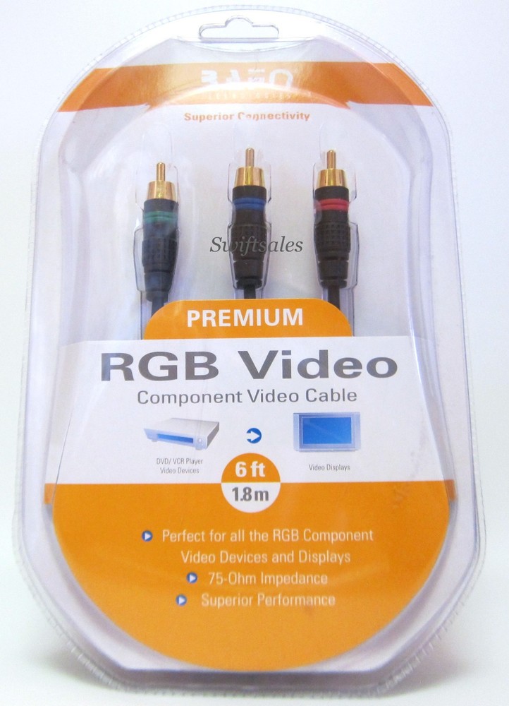 BAFO Premium 24K Gold Plated RGB Component Video Cable 6′ 6FT Retail Pack
