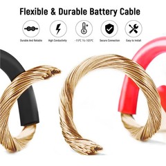 WattCycle 4AWG 11 Inches Battery Inverter Cable Set for Solar Car Boat Marine