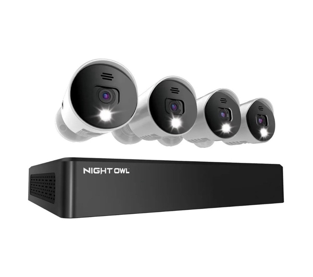 NEW Night Owl 8 Channel 4K Bluetooth DVR w/ 1TB Hard Drive & 4 Wired UHD Cameras