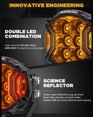 AUXBEAM 3″inch 108W Side Shooter LED Work Driving Light Spot Fog Pods Amber DRL