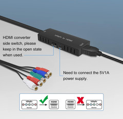 Component to HDMI Converter Ypbpr to HDMI Converter for DVD, VCD, PSP, PS2, Xbox